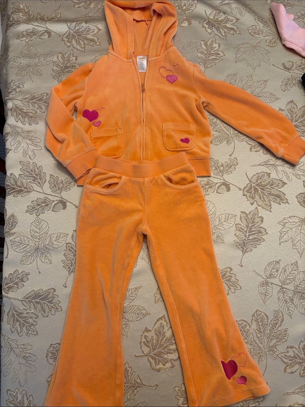 Vintage Gymboree Orange Velour Heart Tracksuit Set Size 4/5